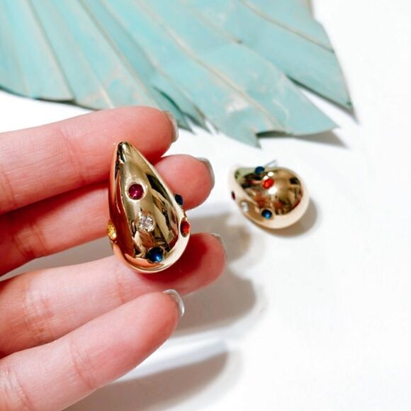 Geo hoop cuff earrings S97 - Picture 1 of 3